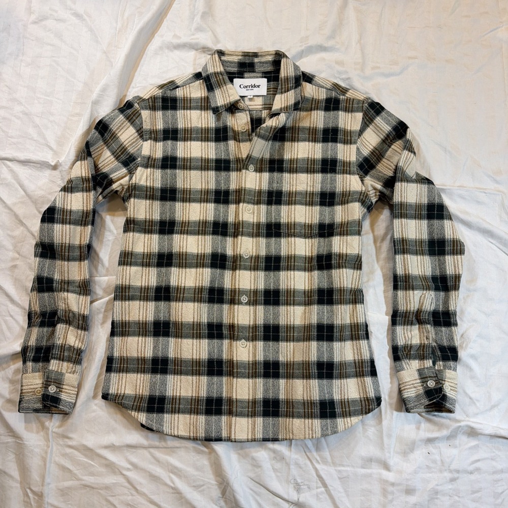 Corridor Sagittarius Plaid AW20 Button Up Shirt Long Sleeve Spruce Mens S